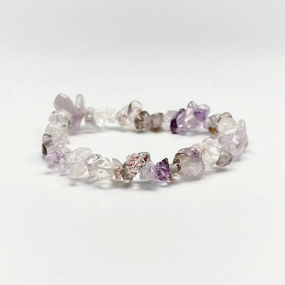 Mixed Purple Rutilated Quartz Chip Beaded Bracelet