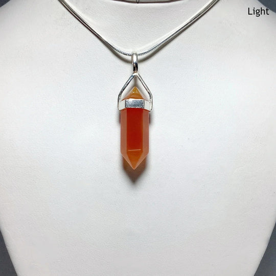 Carnelian Agate Double Terminated Point Pendant - Rocks and Gems Canada