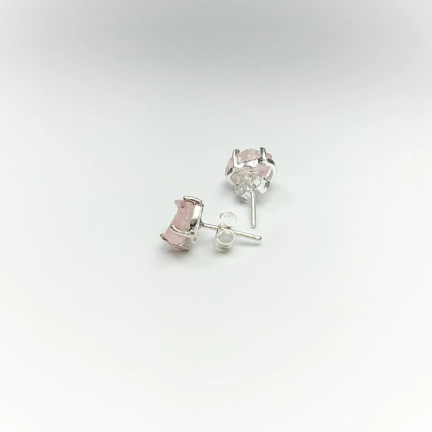 Raw Rose Quartz Stud Earrings