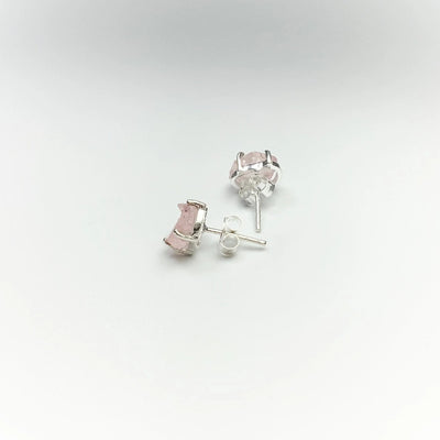 Raw Rose Quartz Stud Earrings