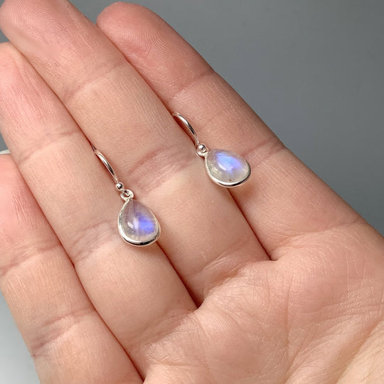 Rainbow Moonstone Dangle Earrings - Rocks and Gems Canada