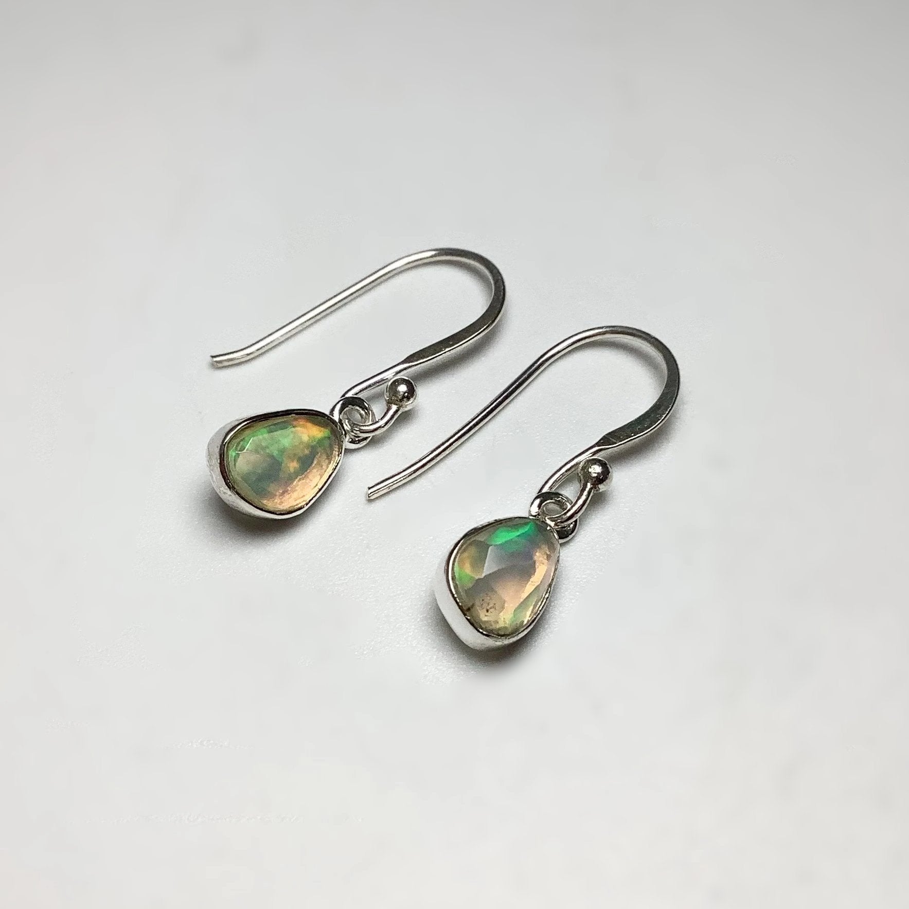 Ethiopian Fire Opal Freeform Faceted Dangle Earrings - Rocks and Gems Canada