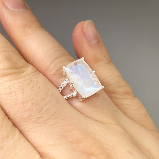 Rainbow Moonstone Ring - Rocks and Gems Canada