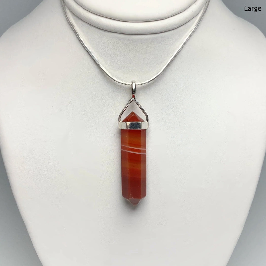Banded Carnelian Agate Double Terminated Point Pendant - Rocks and Gems Canada