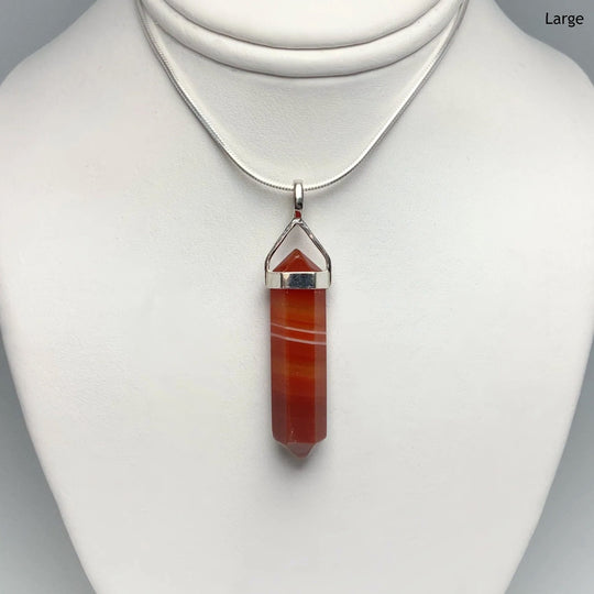 Banded Carnelian Agate Double Terminated Point Pendant - Rocks and Gems Canada