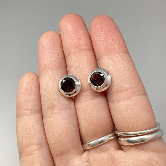 Garnet Stud Earrings - Rocks and Gems Canada