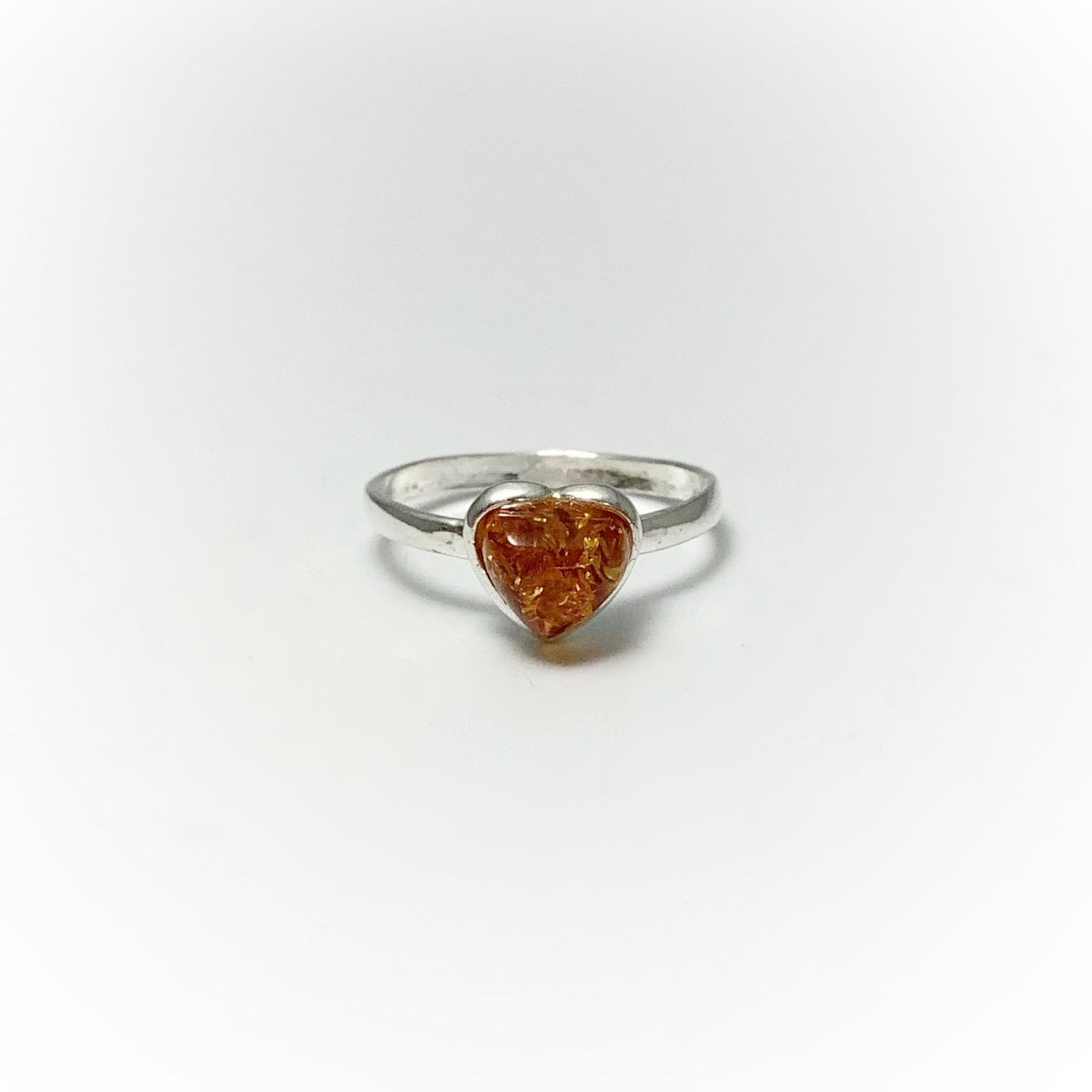 Cognac Amber Heart Ring - Small Sizes