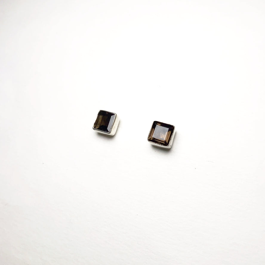 Smoky Quartz Stud Earrings - Rocks and Gems Canada
