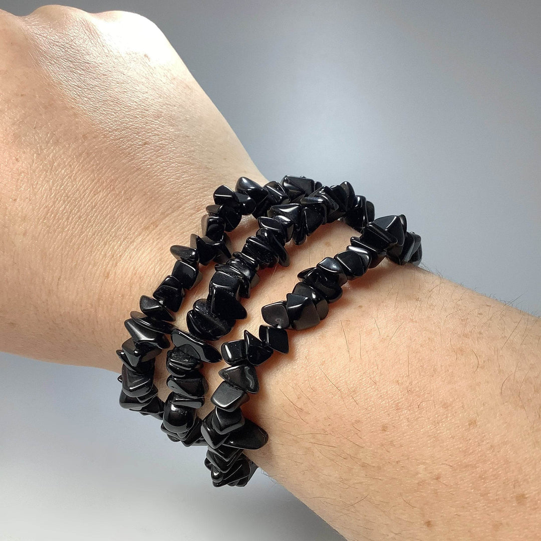 Obsidian Chip Beaded Bracelet - Rocks and Gems Canada
