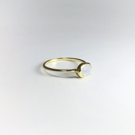 Rainbow Moonstone Gold Finish Ring - Rocks and Gems Canada