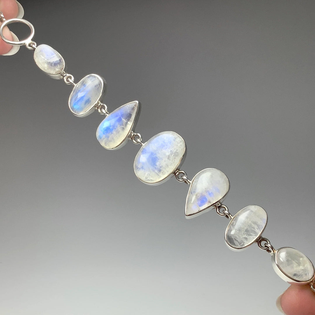 Rainbow Moonstone Sterling Silver Bracelet - Rocks and Gems Canada