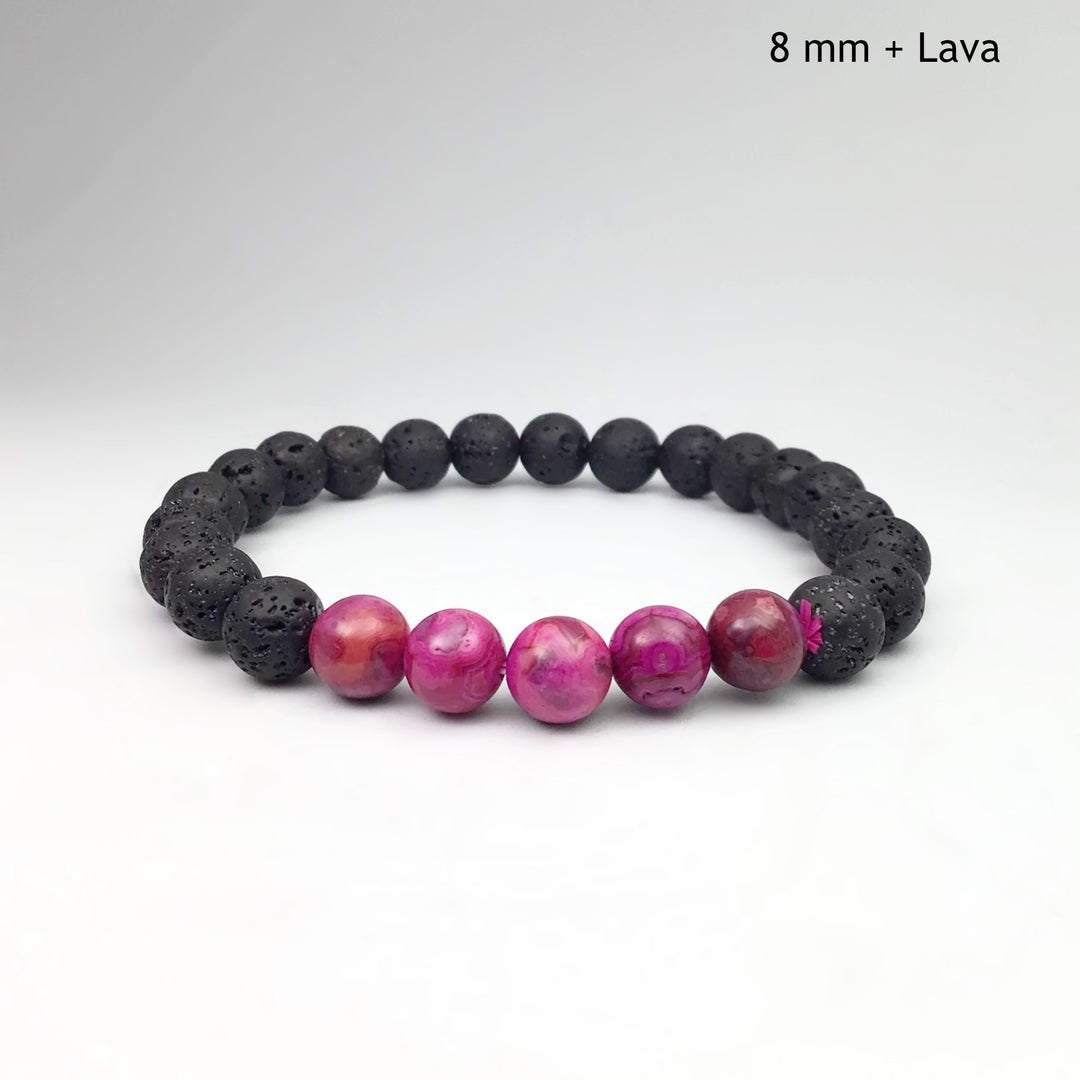 Pink Crazy Lace Agate Beaded Bracelet - Rocks and Gems Canada