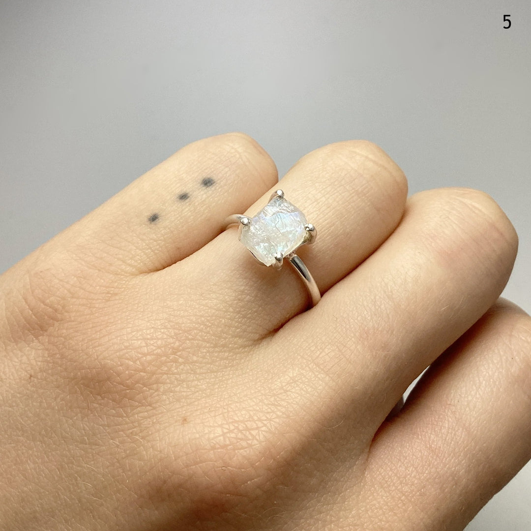 Raw Rainbow Moonstone Ring - Rocks and Gems Canada