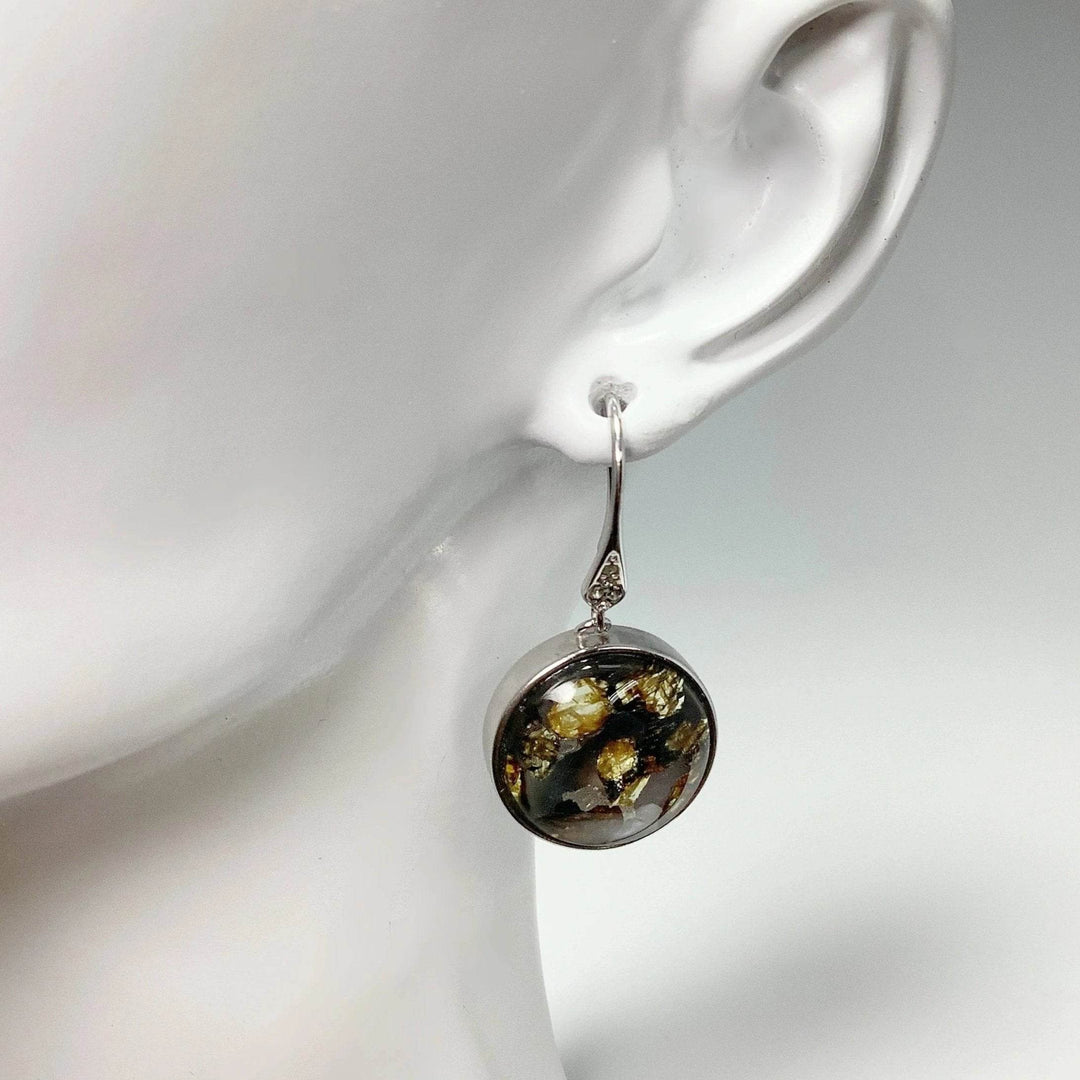 Sericho Meteorite and Cubic Zirconia Dangle Earrings - Rocks and Gems Canada