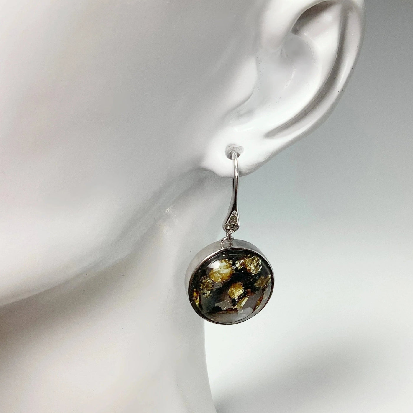 Sericho Meteorite and Cubic Zirconia Dangle Earrings