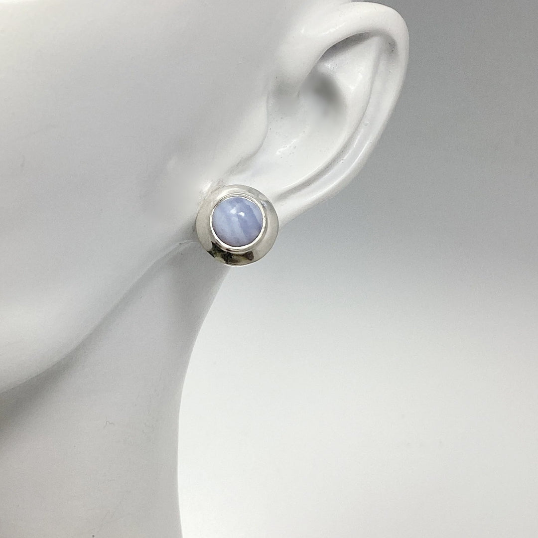 Blue Lace Agate Stud Earrings - Rocks and Gems Canada