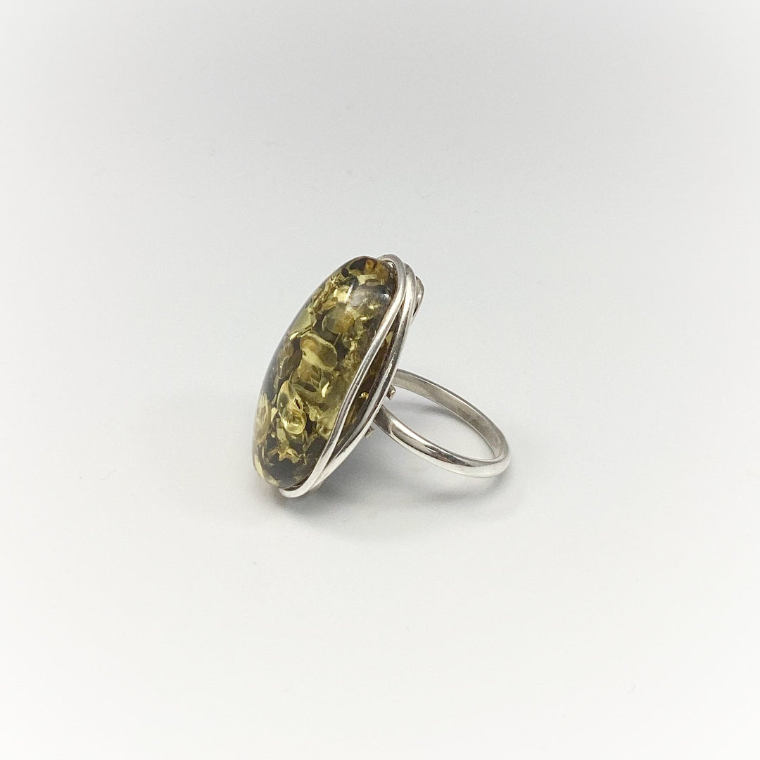 Green Amber Ring - Rocks and Gems Canada