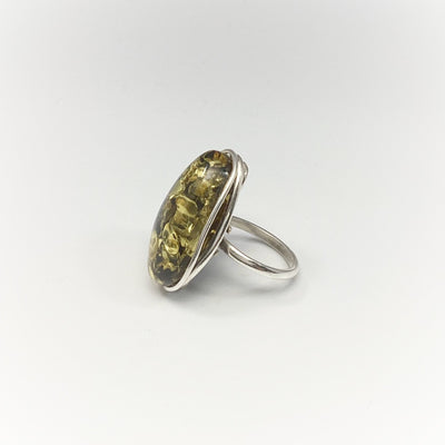 Green Amber Ring