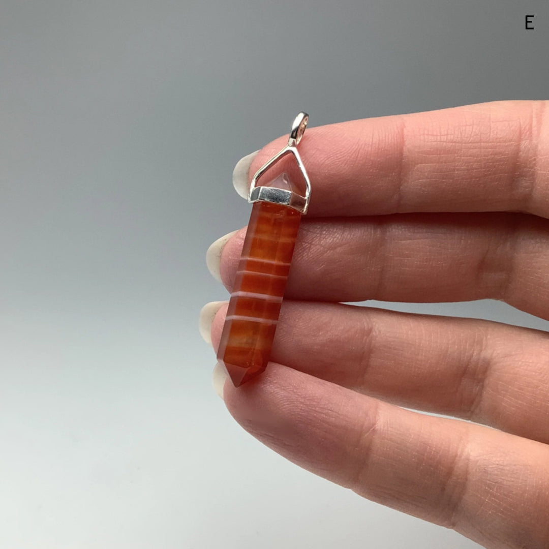 Banded Carnelian Agate Double Terminated Point Pendant - Rocks and Gems Canada