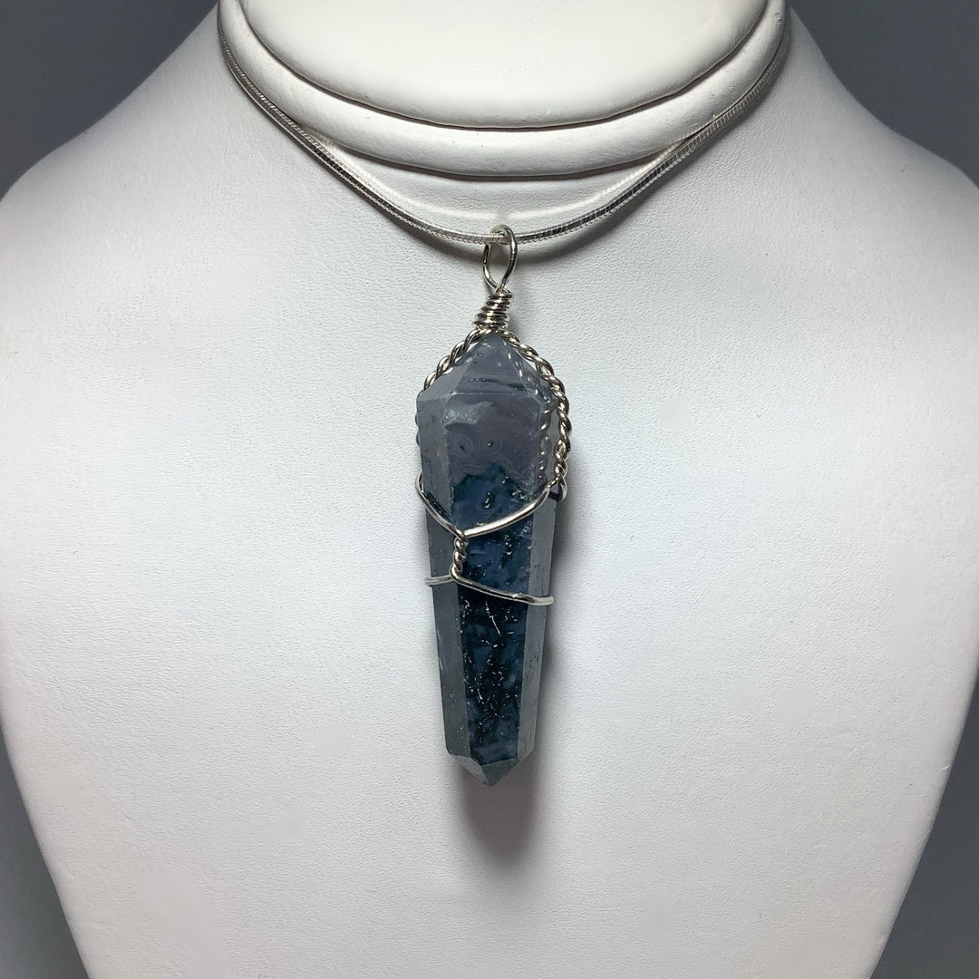 Wire Wrapped Moss Agate Pendant - Rocks and Gems Canada