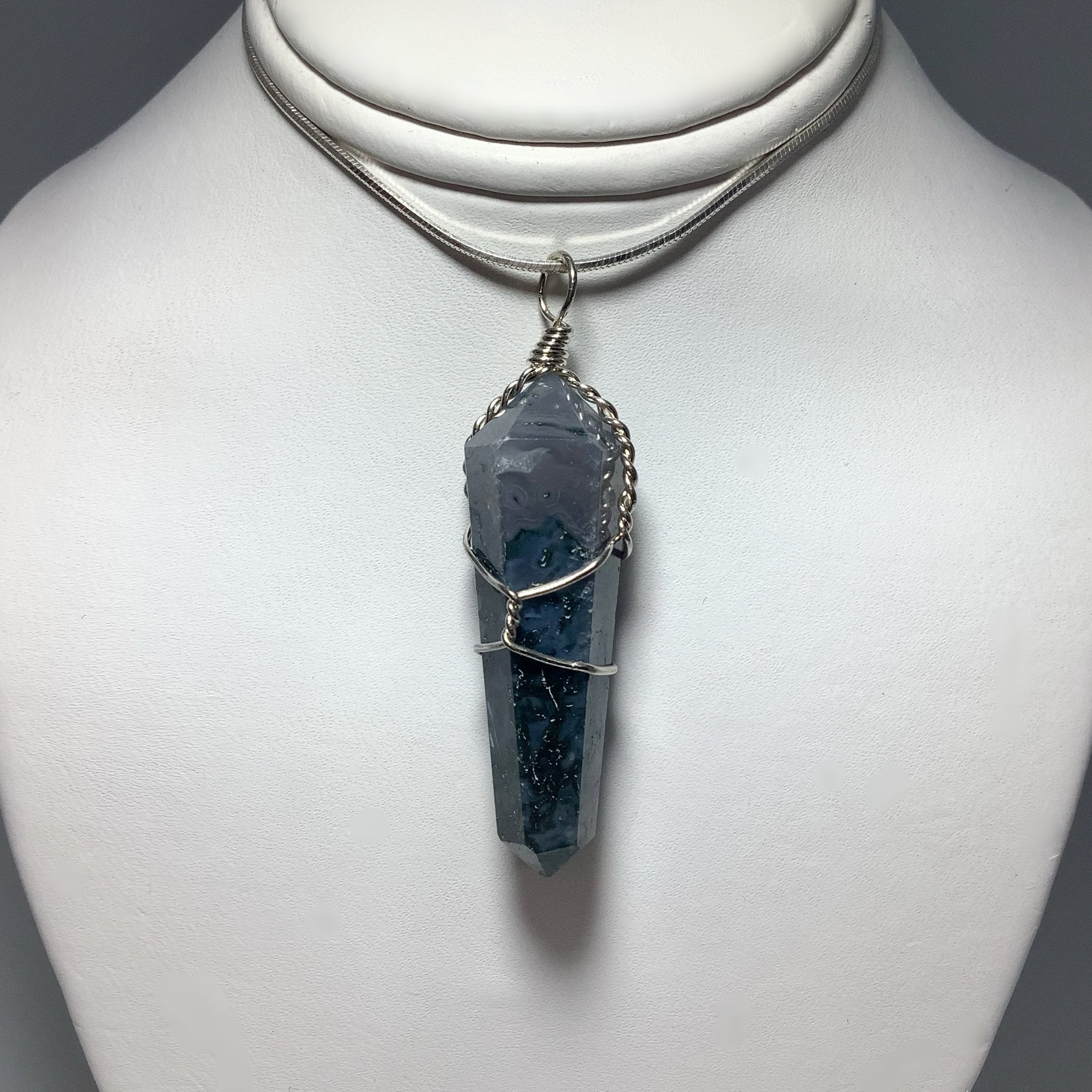 Wire Wrapped Moss Agate Pendant - Rocks and Gems Canada