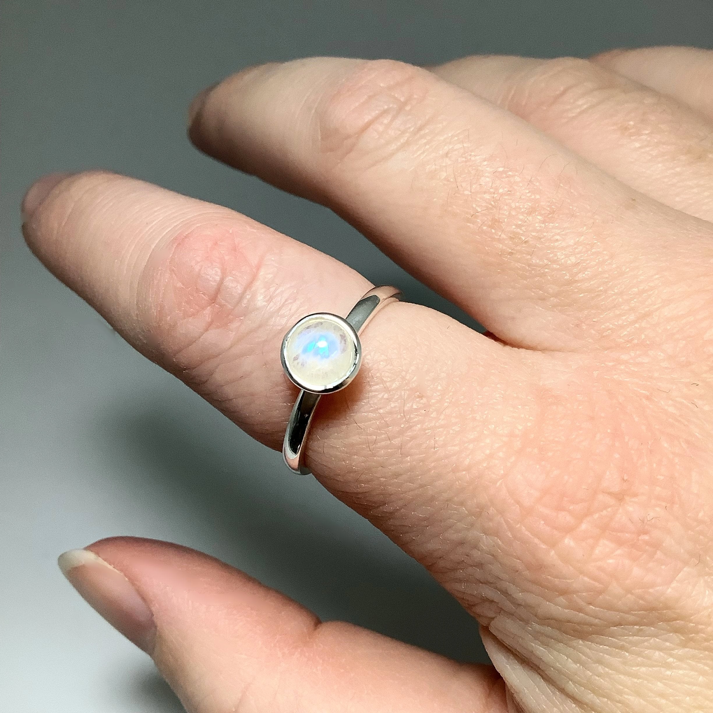 Rainbow Moonstone Ring - Rocks and Gems Canada