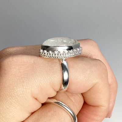 Rainbow Moonstone Marquise Cut Ring