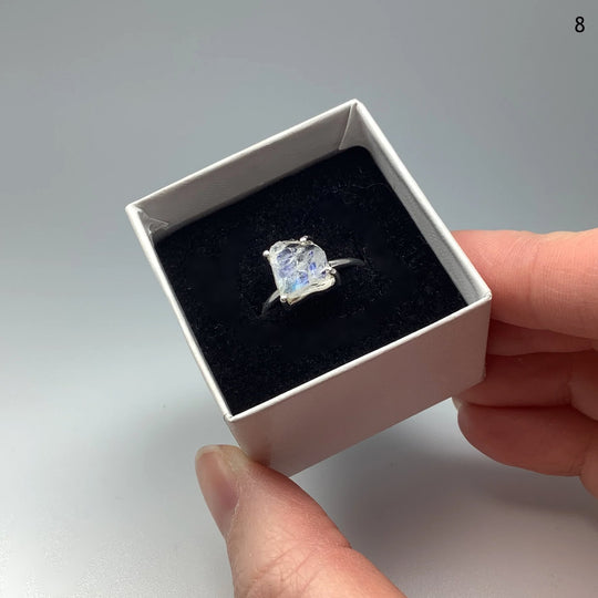 Raw Rainbow Moonstone Ring - Rocks and Gems Canada