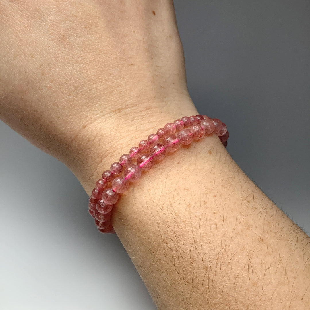 Strawberry Quartz Beaded Bracelet - Rocks and Gems Canada