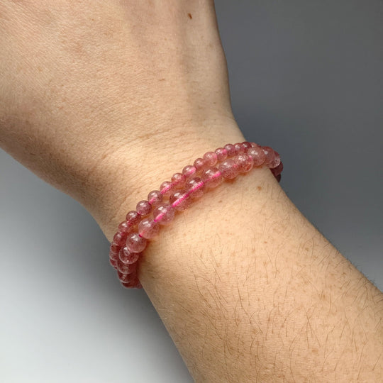 Strawberry Quartz Beaded Bracelet - Rocks and Gems Canada