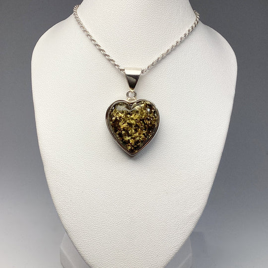 Green Amber Heart Pendant - Rocks and Gems Canada
