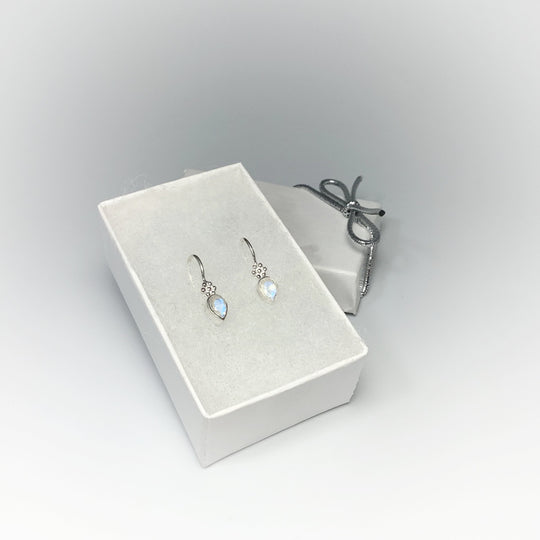Rainbow Moonstone Dangle Earrings - Rocks and Gems Canada