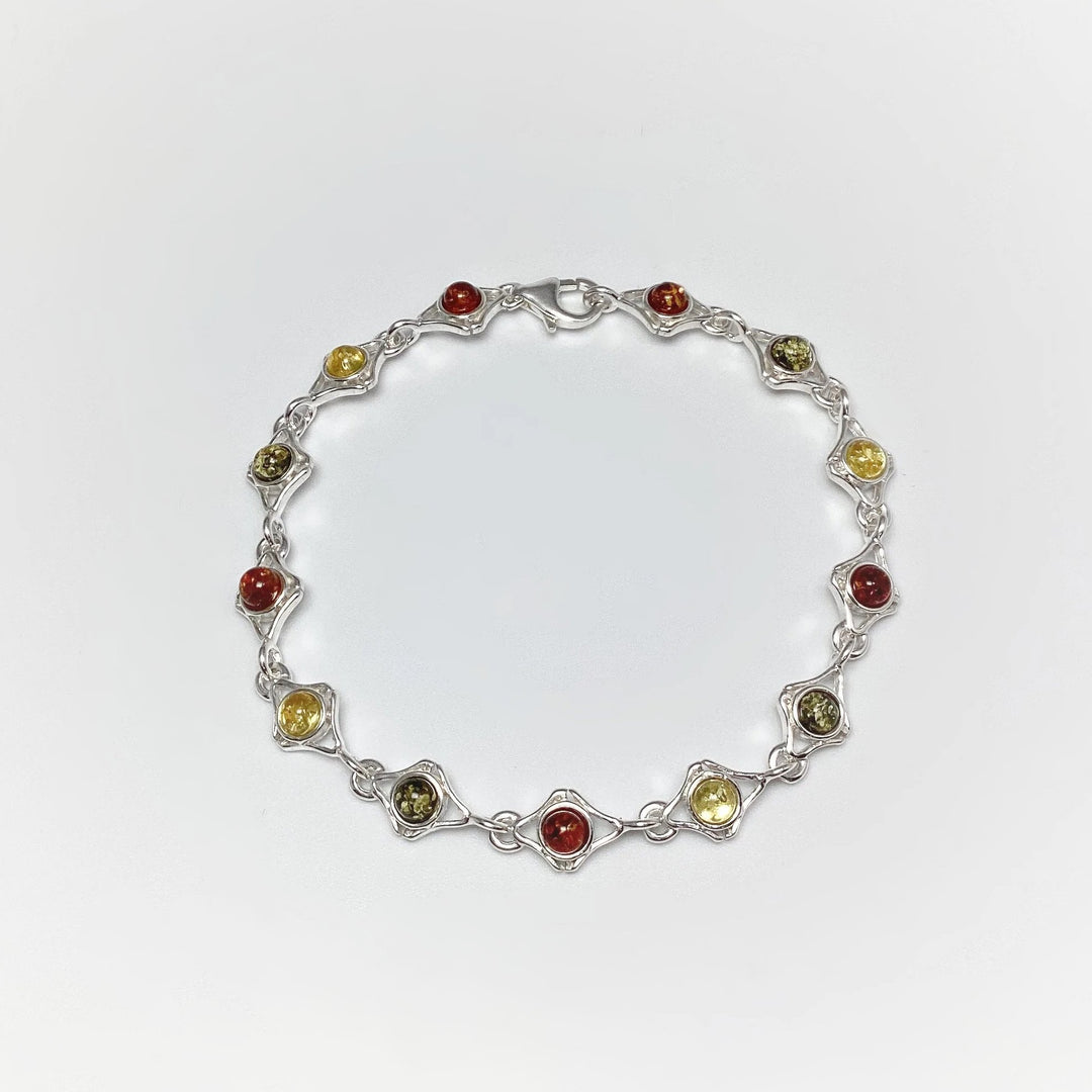 Mixed Amber Sterling Silver Bracelet - Rocks and Gems Canada