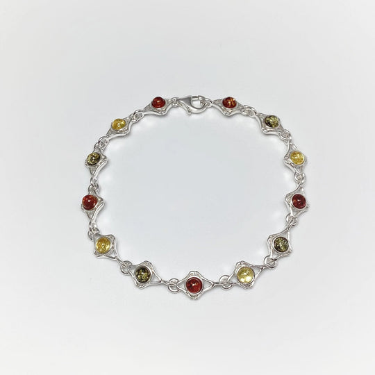 Mixed Amber Sterling Silver Bracelet - Rocks and Gems Canada