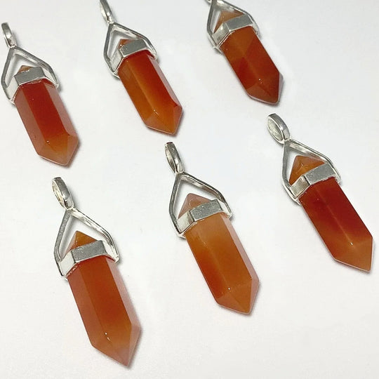 Carnelian Agate Double Terminated Point Pendant - Rocks and Gems Canada