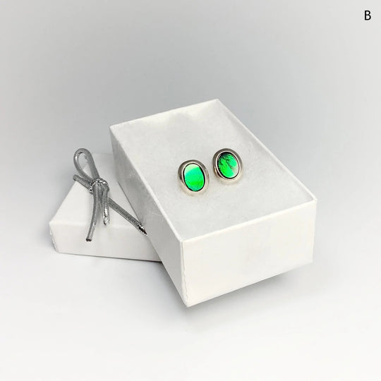 Alberta Ammolite Stud Earrings - Rocks and Gems Canada