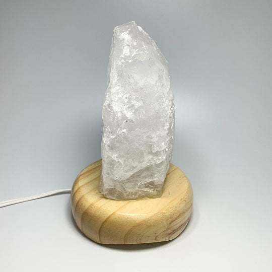 Quartz Lamp with Wooden Base - Rocks and Gems Canada