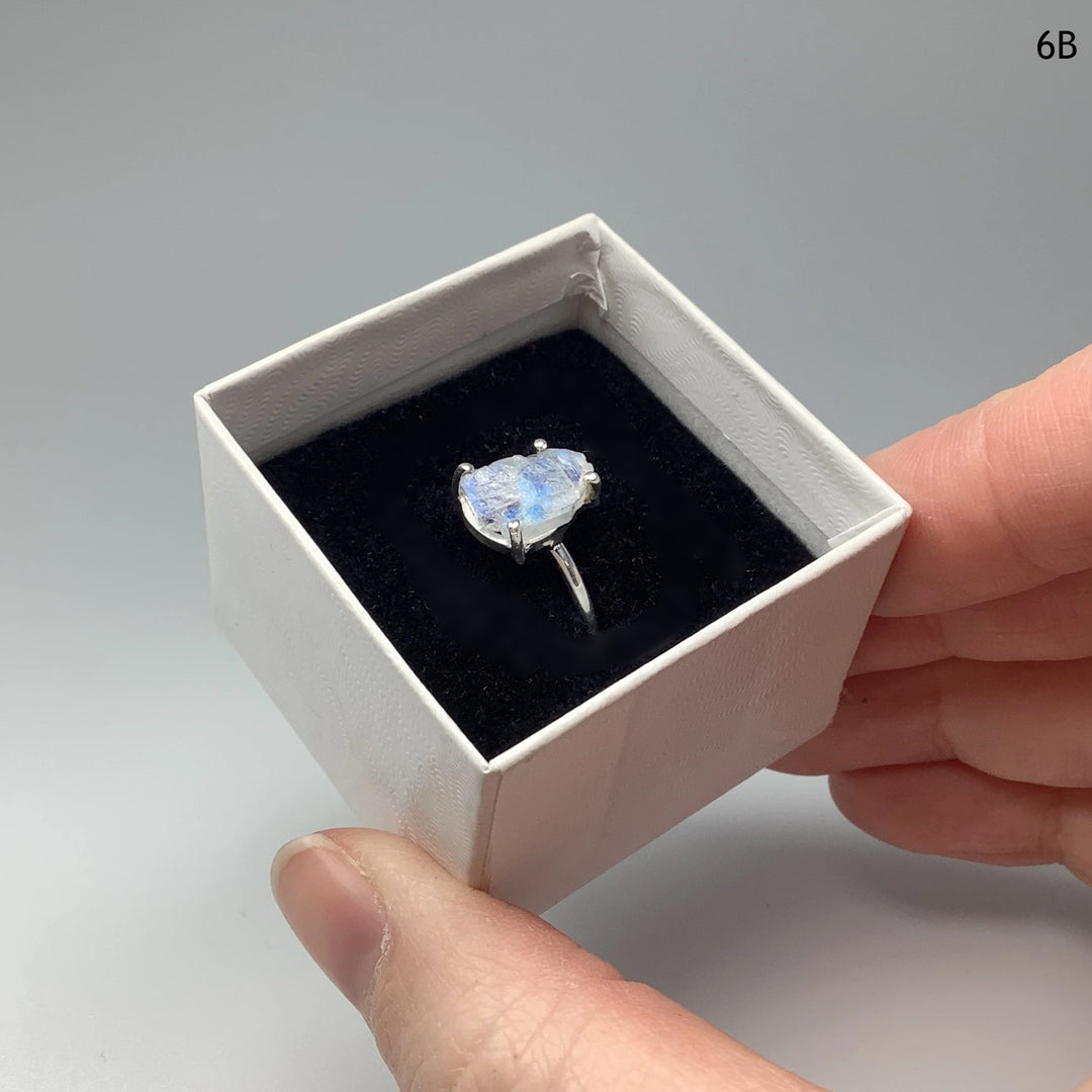 Raw Rainbow Moonstone Ring - Rocks and Gems Canada
