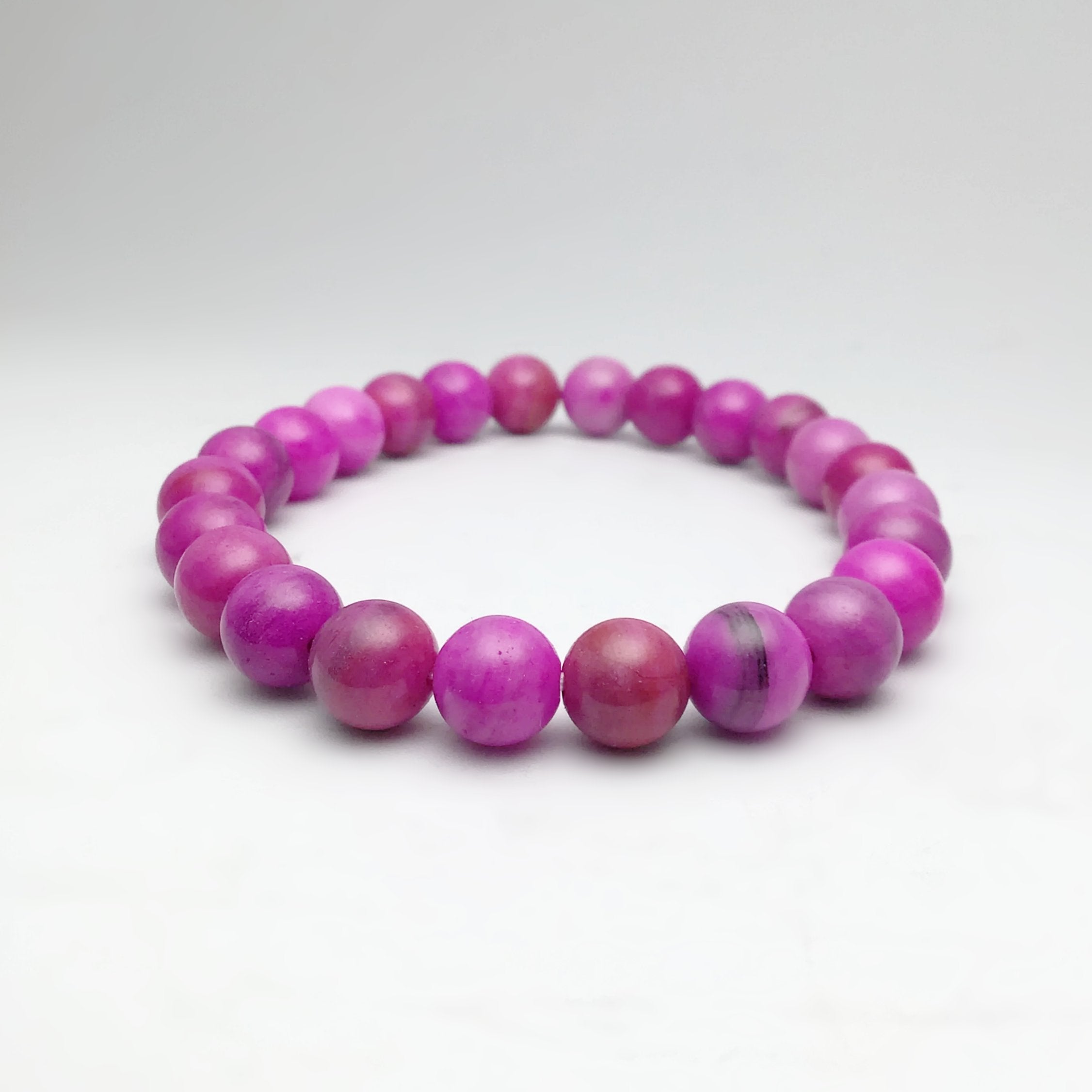 Pink Crazy Lace Agate Beaded Bracelet - Rocks and Gems Canada