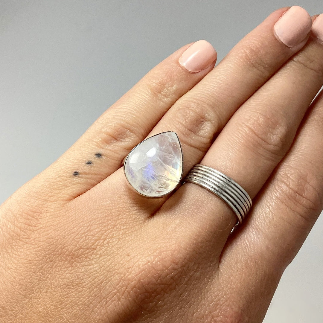 Rainbow Moonstone Ring - Rocks and Gems Canada