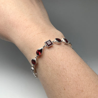 Garnet Sterling Silver Bracelet