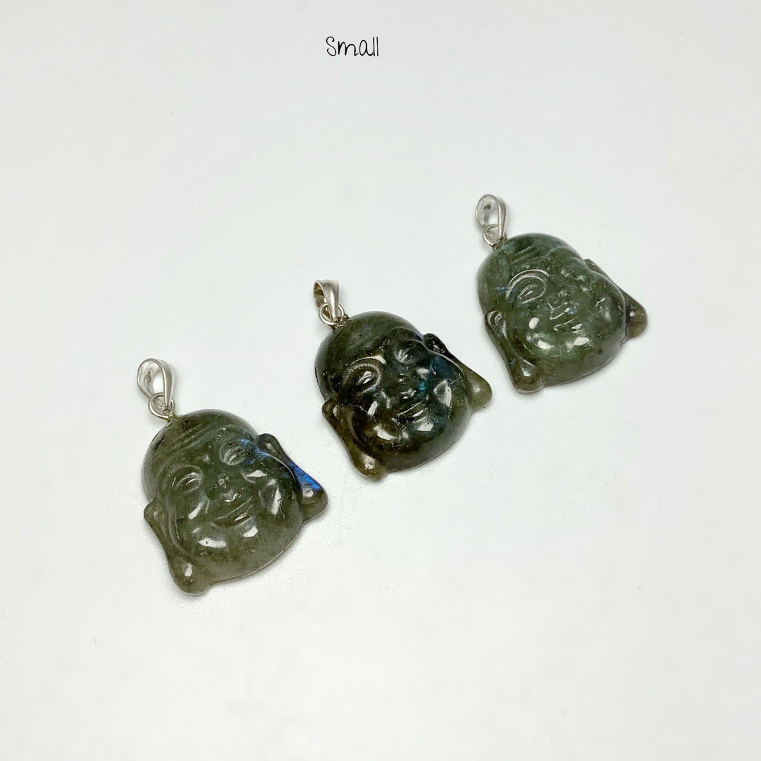 Labradorite Happy Buddha Head Pendant - Rocks and Gems Canada