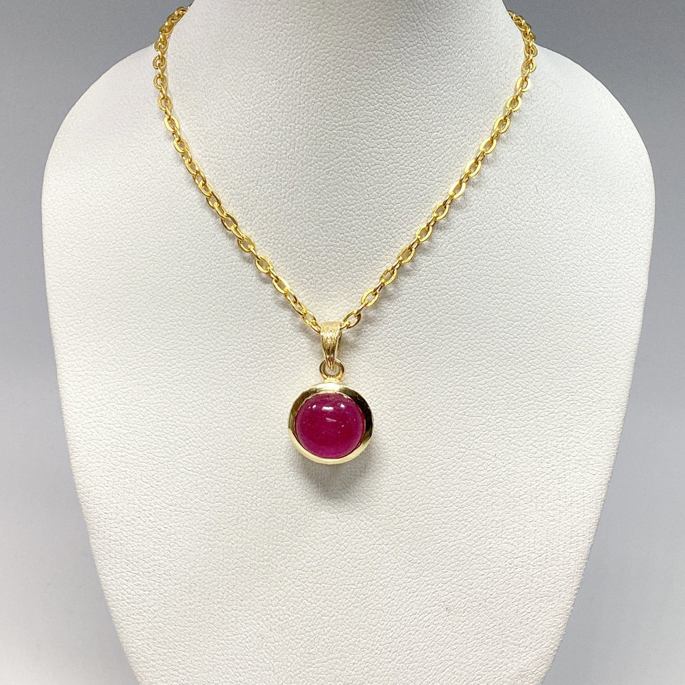 Pink Jade Gold Finish Pendant - Rocks and Gems Canada