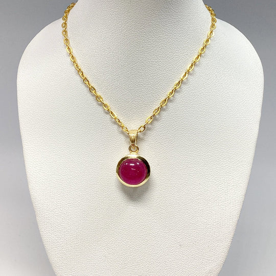 Pink Jade Gold Finish Pendant - Rocks and Gems Canada