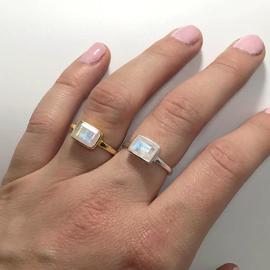 Rainbow Moonstone Ring - Rocks and Gems Canada