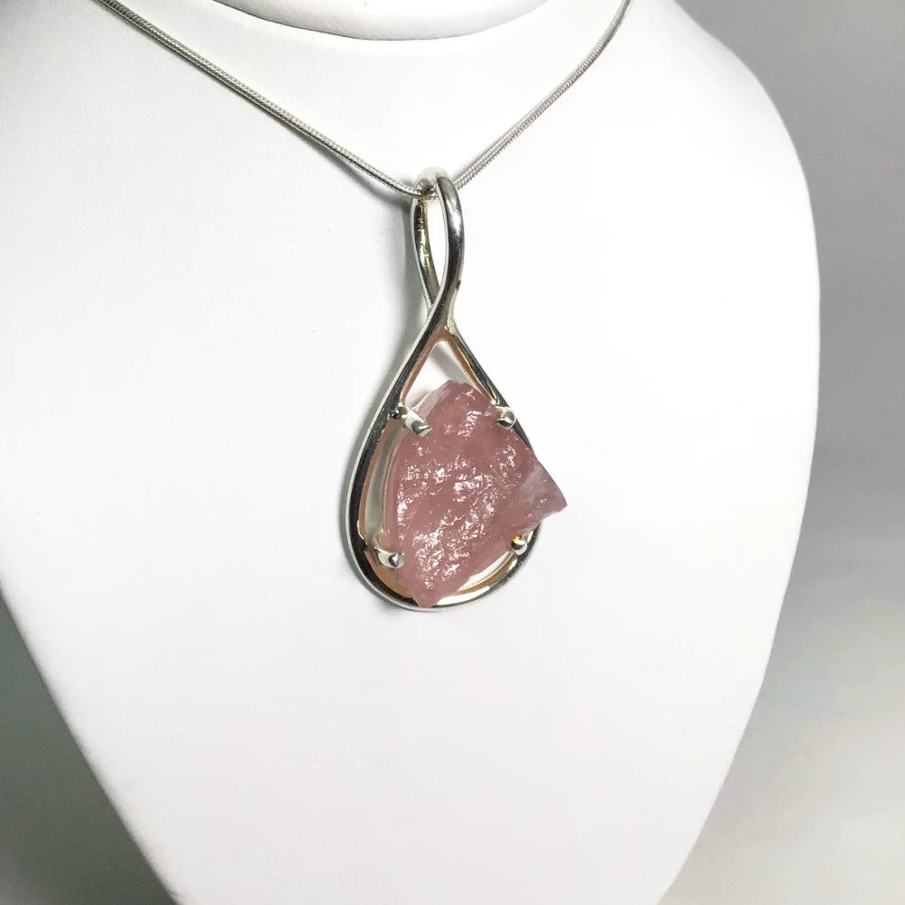 Raw Rose Quartz Pendant