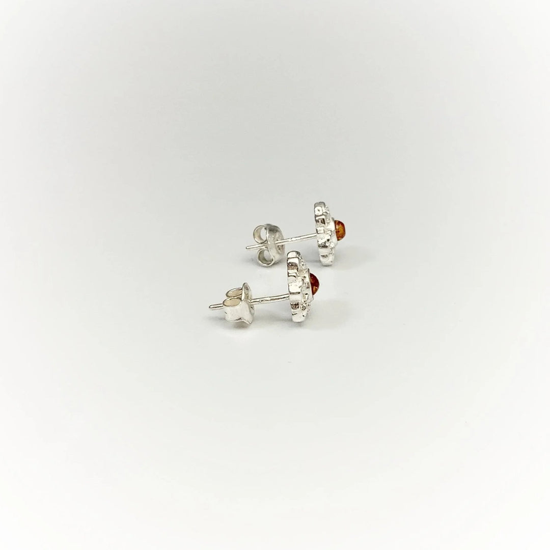Cognac Amber Stud Earrings - Rocks and Gems Canada