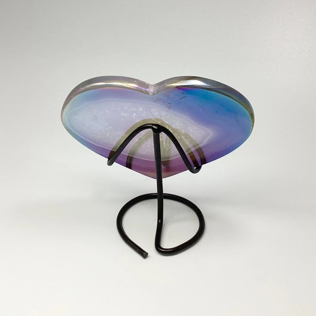 Rainbow Agate Heart on Stand - Rocks and Gems Canada