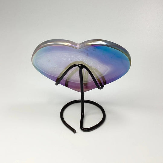 Rainbow Agate Heart on Stand - Rocks and Gems Canada