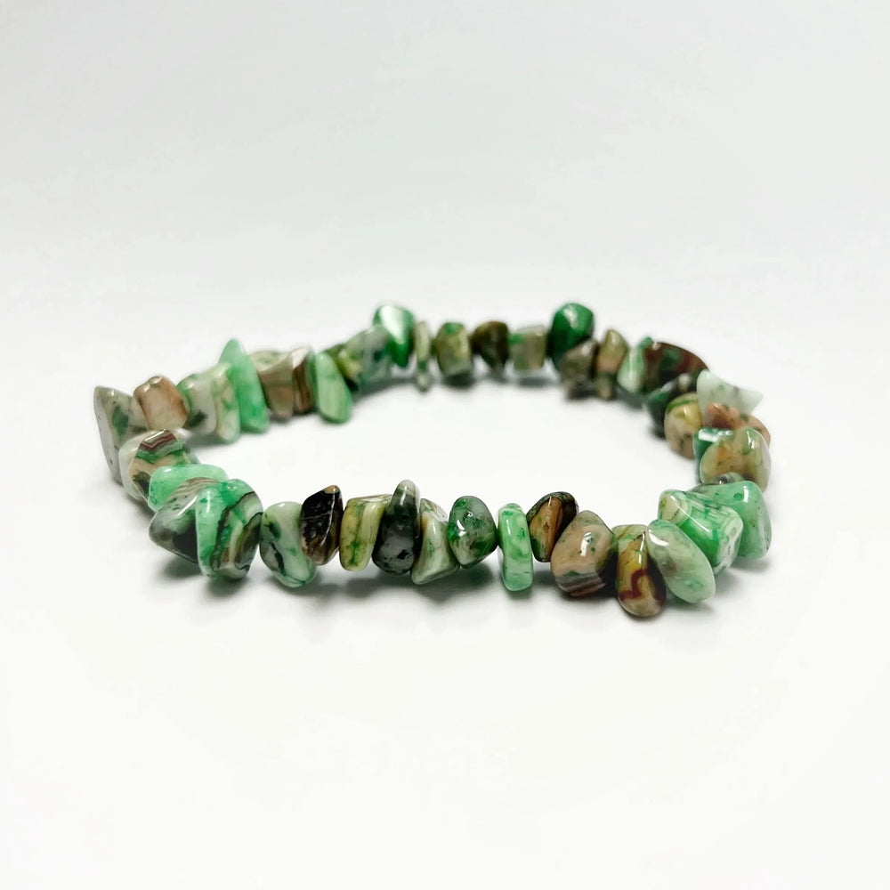 Green Crazy Lace Agate Chip Beaded Bracelet - Rocks and Gems Canada
